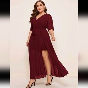 Elegant Burgundy Wrap Dress